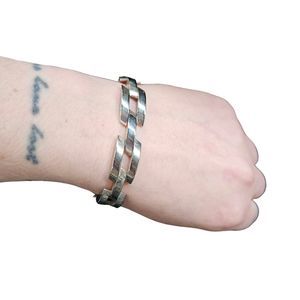 Vintage modernist or industrial style link bracelet sterling silver bracelet